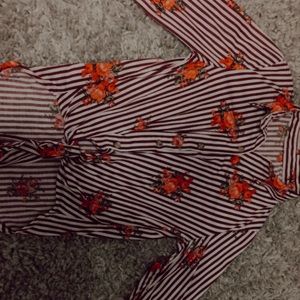 Flower and stripe button up shirt